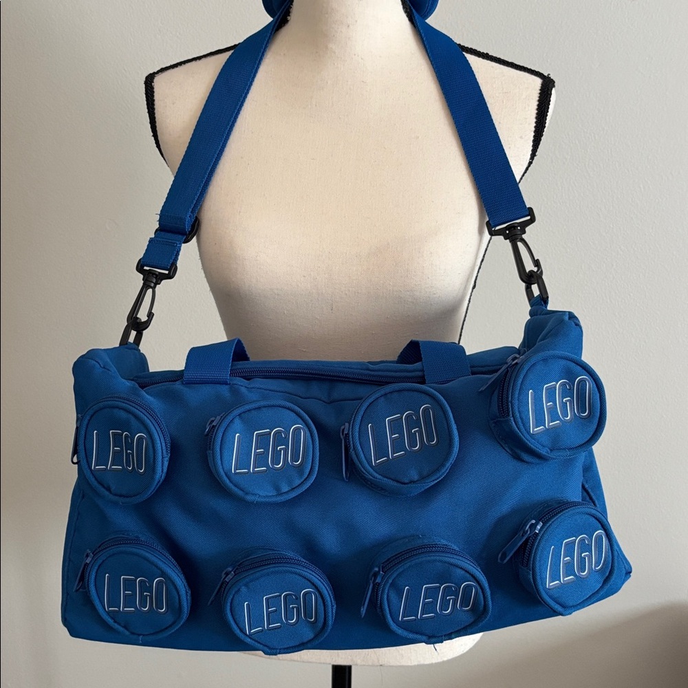 LEGO 2007 Blue Brick Duffel Bag, School Gym Travel